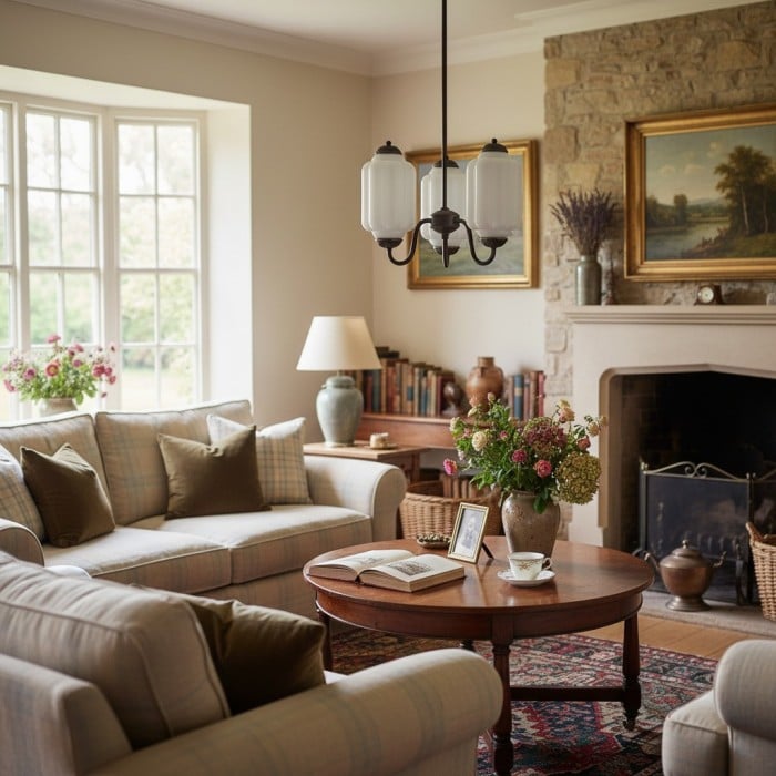 Lustre vintage en verre Eloise - Décoration d'intérieur en verre laiteux HL1651