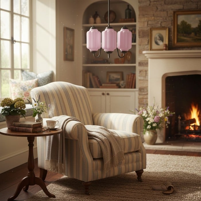 Lustre vintage en verre Eloise - Décoration d'intérieur en verre laiteux HL1651