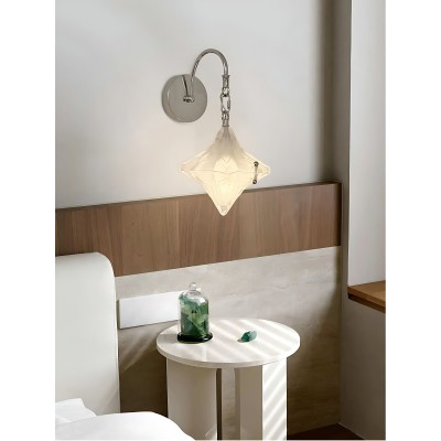 Art Deco Star Wall Sconce - Frosted Glass Light for Hallway - Astris Selene HL1797