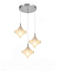 Lindi - Kleine Pendelleuchte aus gealtertem Messing und Leinen mit Wellenschliff HL1800