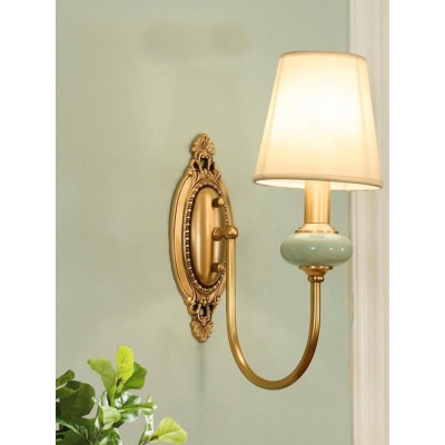 Classic Fabric Shade Sconce - Ceramic Wall Light for Hallway or Bedroom HL1805