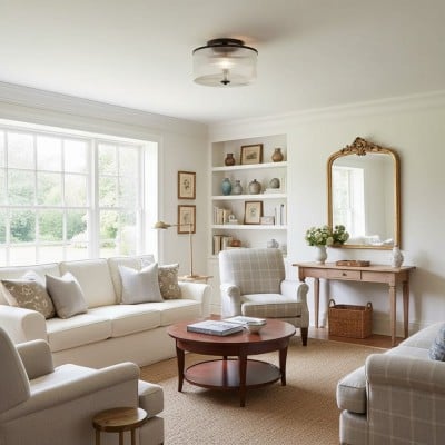 Plafondlamp van geribbeld glas in trommelvorm - Vintage Farmhouse Flush Mount HL1812