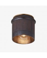 Plafondlamp van geribbeld glas in trommelvorm - Vintage Farmhouse Flush Mount HL1812