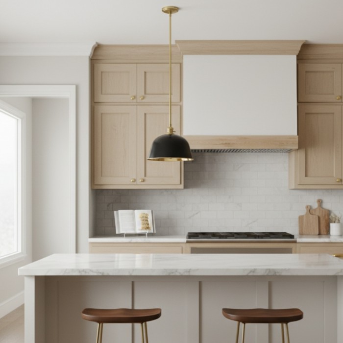 Forvara Metal Pole Pendant Light - Bell Diffuser Design for Kitchen Islands HL1563