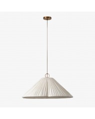 Lindi - Kleine Pendelleuchte aus gealtertem Messing und Leinen mit Wellenschliff HL1800