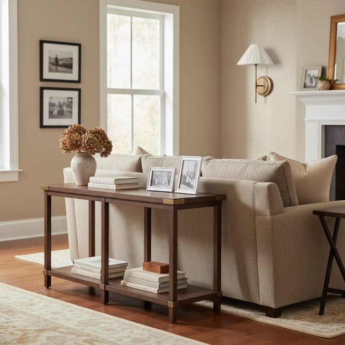 Lindi - Wandleuchte aus gealtertem Messing und Leinen mit Wellenkante HL1804