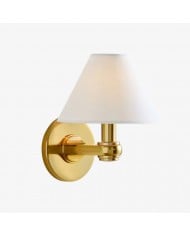 Lindi - Wandleuchte aus gealtertem Messing und Leinen mit Wellenkante HL1804