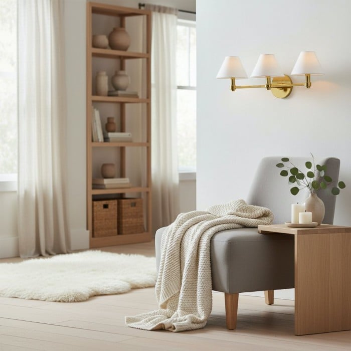 Roven Metall-Wandleuchte – Einzel- und Dreifach-Wandleuchte für das Wohnzimmer HL1784