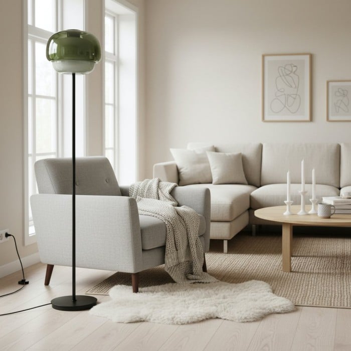 Clinco Moderne Pilz-Stehlampe – Farbiges Glasdesign HL1778