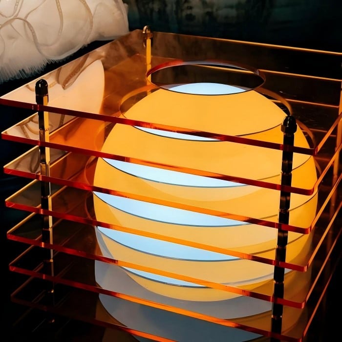 Mondförmige geometrische Würfel-Tischleuchte - Atmosphärische Lichtkugel HL1831