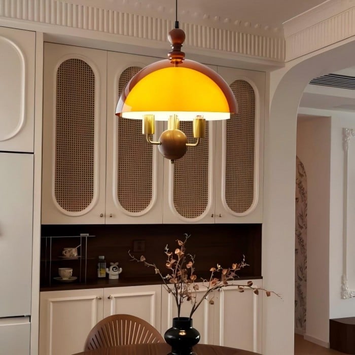 Mittelalterliche Sonnenuntergangs-Pendelleuchte – Acryl-Schwenkarmleuchte HL1833