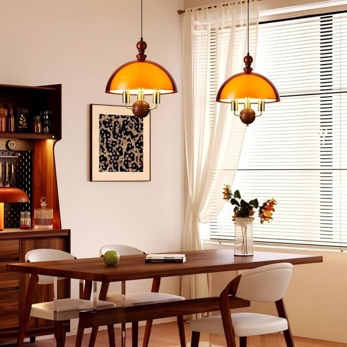 Mittelalterliche Sonnenuntergangs-Pendelleuchte – Acryl-Schwenkarmleuchte HL1833