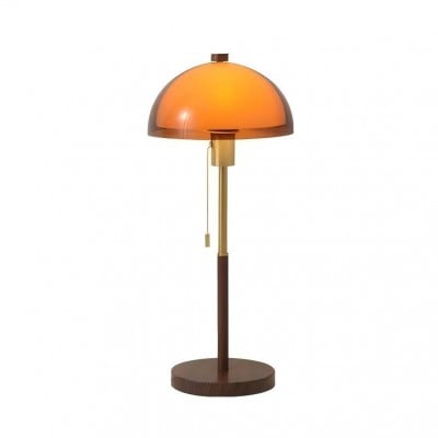 Lámpara de mesa vintage de acrílico con forma de seta - Base de madera y mecanismo de tracción HL1837