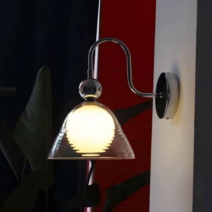 Gebogen zonsondergang wandlamp - Bauhaus-stijl geribbelde glazen lamp HL1839