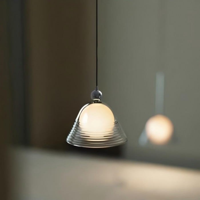 Geribbelde glazen Sunset hanglamp - Chromen design accentlamp HL1840