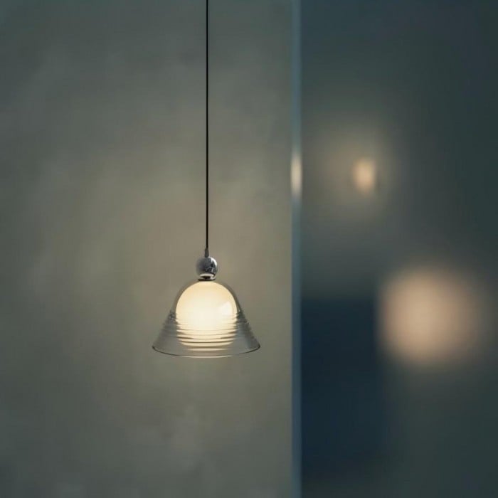 Geribbelde glazen Sunset hanglamp - Chromen design accentlamp HL1840