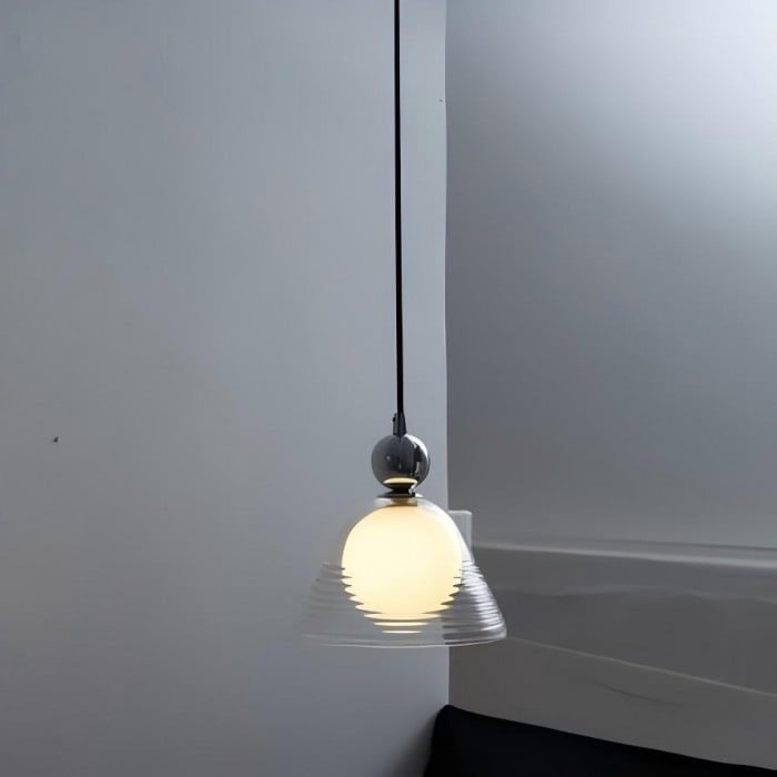 Geribbelde glazen Sunset hanglamp - Chromen design accentlamp HL1840