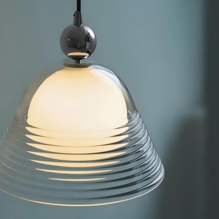 Geribbelde glazen Sunset hanglamp - Chromen design accentlamp HL1840