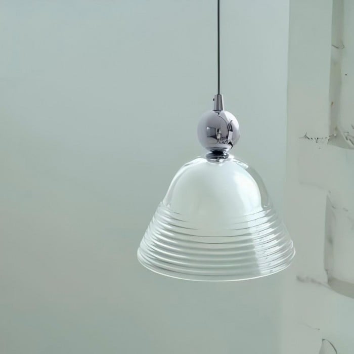 Geribbelde glazen Sunset hanglamp - Chromen design accentlamp HL1840