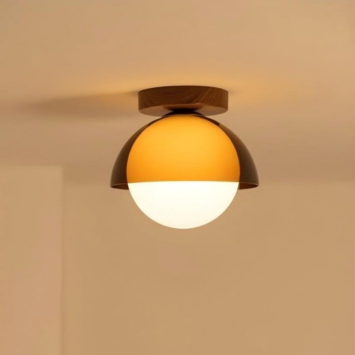 Sunset Globe Plafondlamp - Vintage Walnoot Design Accent HL1841