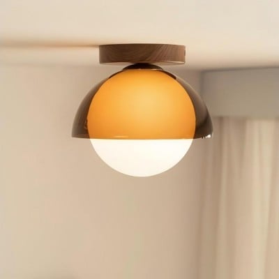 Taklampa Sunset Globe - Vintage valnötsdesign HL1841