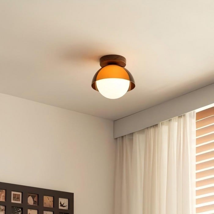 Sunset Globe Plafondlamp - Vintage Walnoot Design Accent HL1841