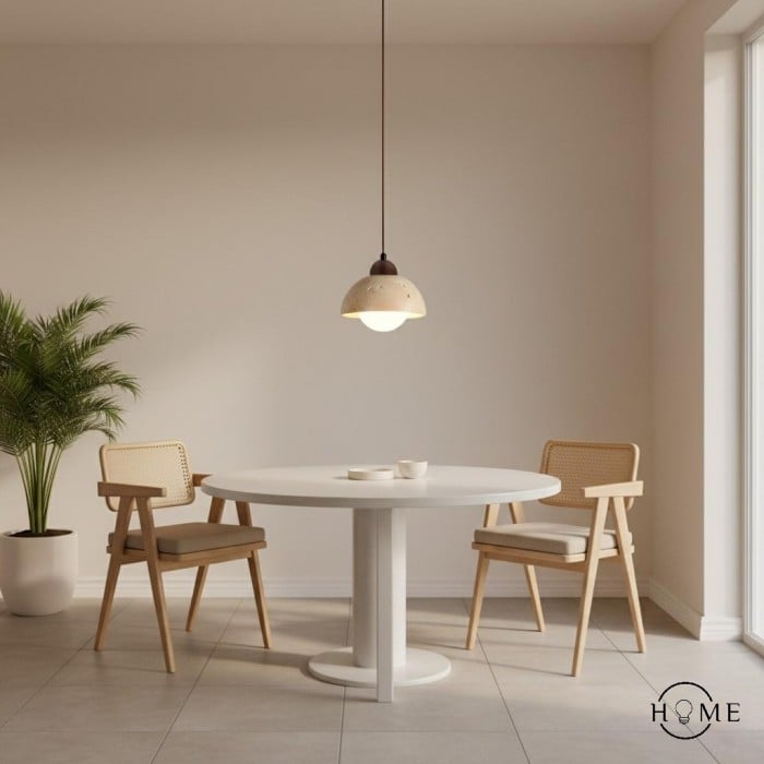 Traditionelle japanische Pendelleuchte aus Travertinholz HL869