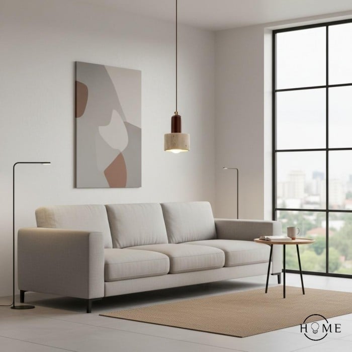 Traditionelle japanische Pendelleuchte aus Travertinholz HL869