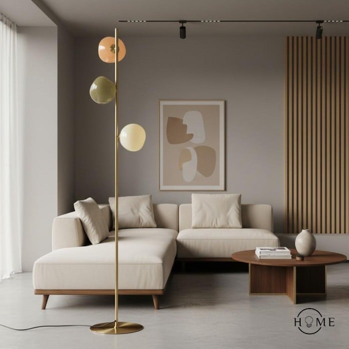 Lampadaire en verre opale - Lampe sur pied moderne HL1779