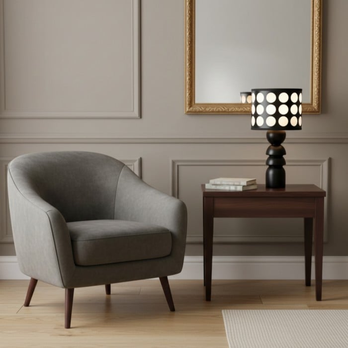 Lampe de table vintage en bois - Lampadaire à motif à pois pour chambre HL1845