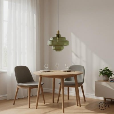 Vintage grönt glashänge - Art Deco-barlampa i flera etapper HL1064