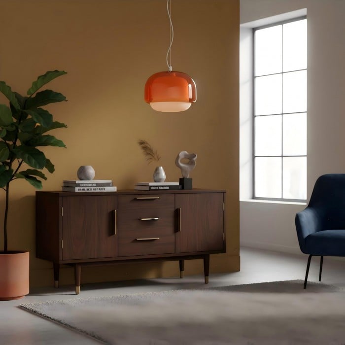 Suspension double sphérique en verre – Lampe de chambre colorée HL1094