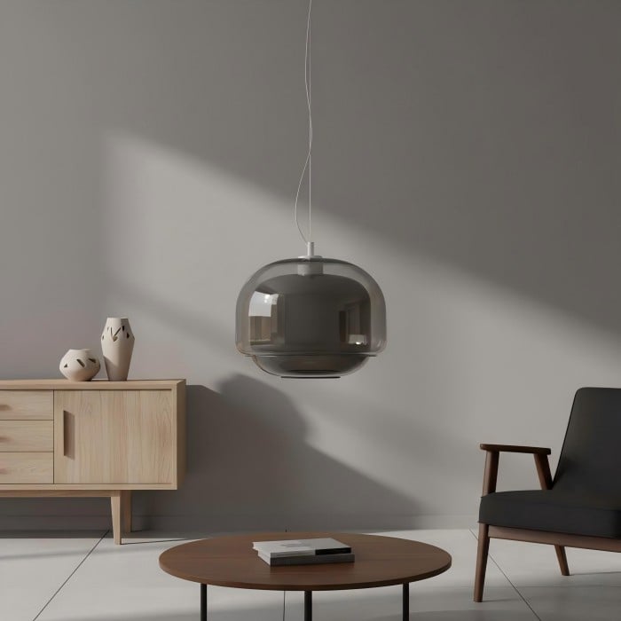 Suspension double sphérique en verre – Lampe de chambre colorée HL1094