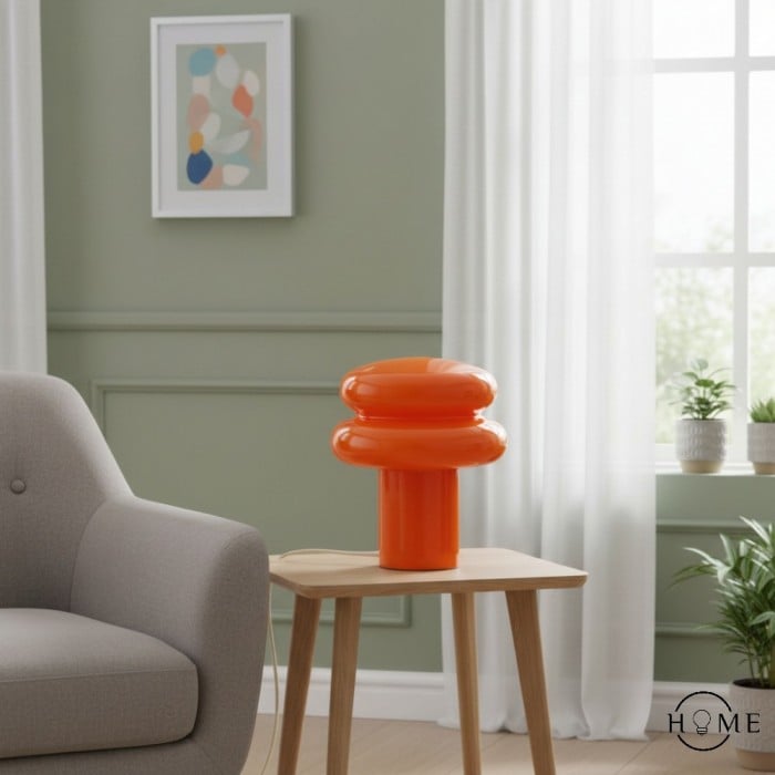 Orra Petite lampe de table opale – Lampe champignon en verre pour salon HL1782