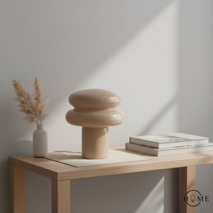 Orra Petite lampe de table opale – Lampe champignon en verre pour salon HL1782