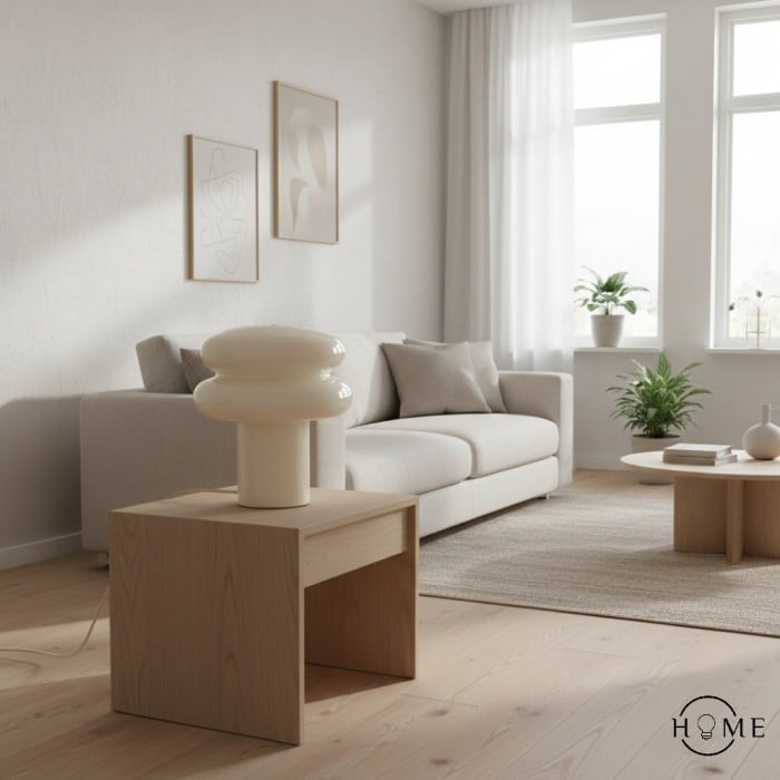 Orra Petite lampe de table opale – Lampe champignon en verre pour salon HL1782