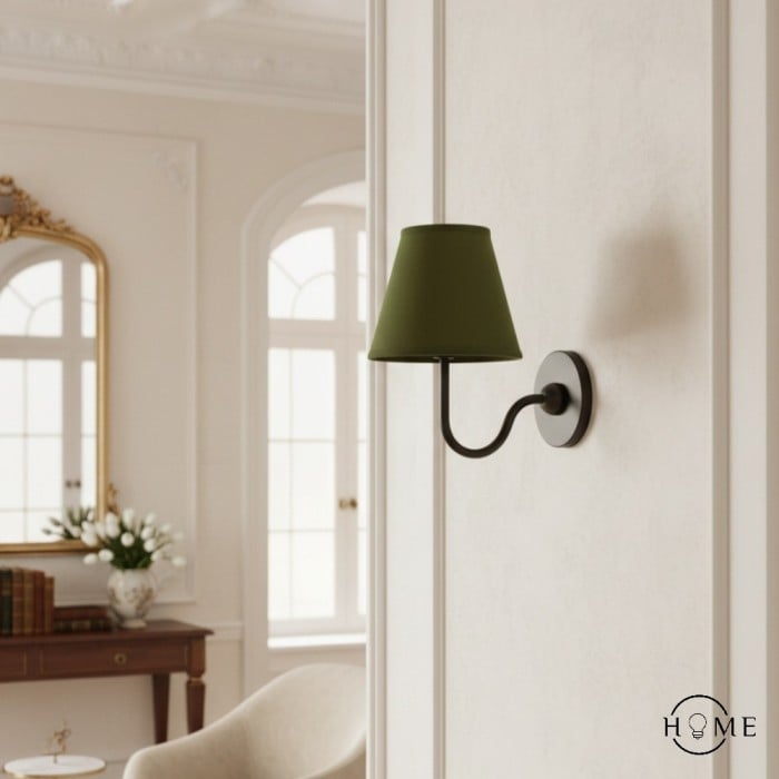 Kinkiet Luvora Vintage z plisowanym abażurem – nowoczesne oświetlenie ścienne z mosiądzu i lnu HL1594