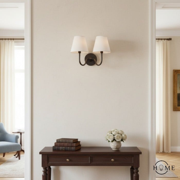 Kinkiet Luvora Vintage z plisowanym abażurem – nowoczesne oświetlenie ścienne z mosiądzu i lnu HL1594