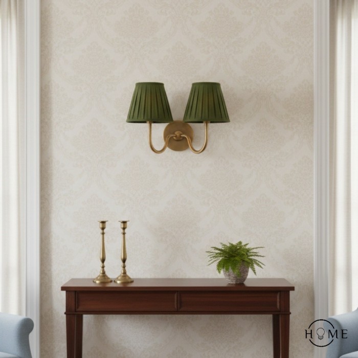 Kinkiet Luvora Vintage z plisowanym abażurem – nowoczesne oświetlenie ścienne z mosiądzu i lnu HL1594