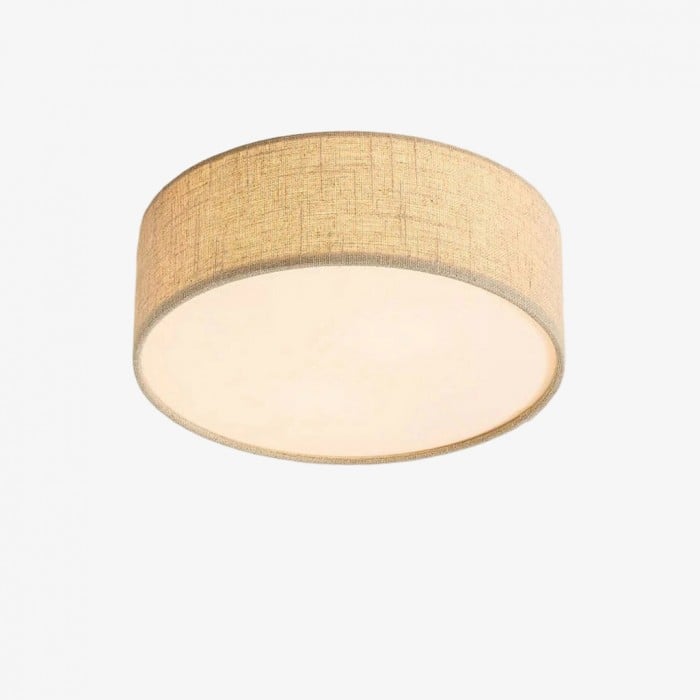 Dumora Linen Drum Plafondlamp - Inbouwarmatuur van ijzer met stoffen kap HL1571
