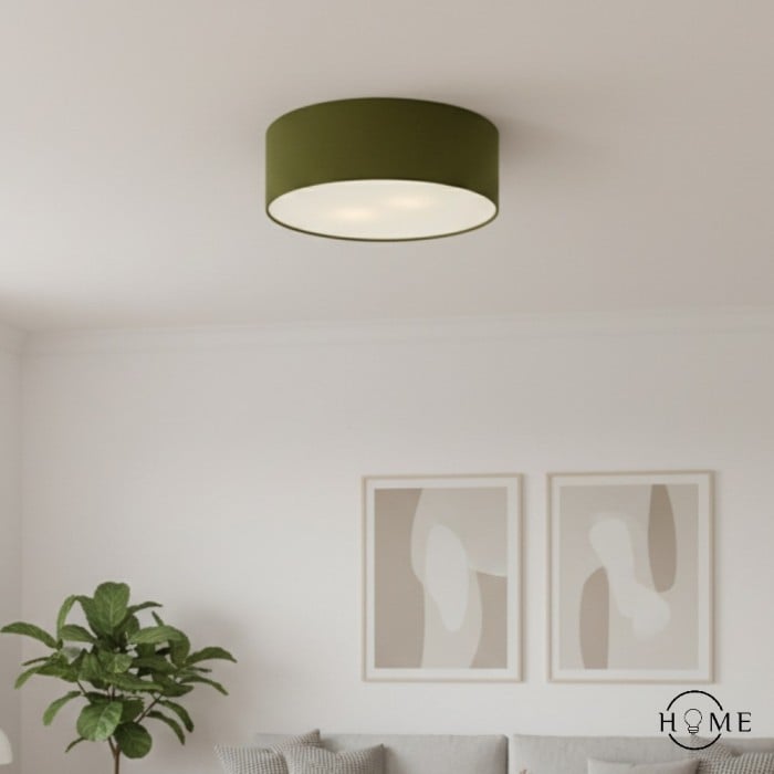 Lampa sufitowa Dumora Linen Drum – oprawa żelazna z kloszem materiałowym, montowana natynkowo HL1571