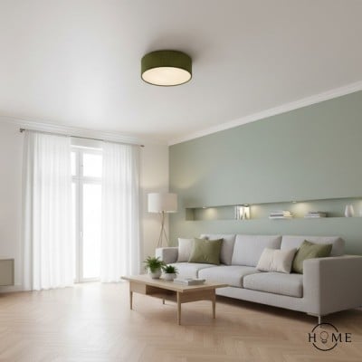 Lampada da soffitto Dumora Linen Drum - Lampada da soffitto a filo in ferro con paralume in tessuto HL1571