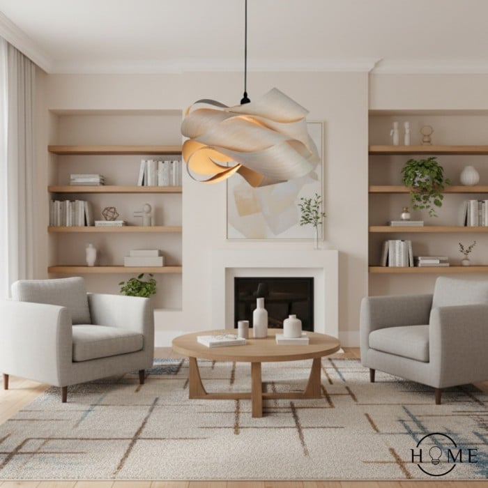 Nowoczesna nieregularna lampa wisząca z drewna do salonu HL695