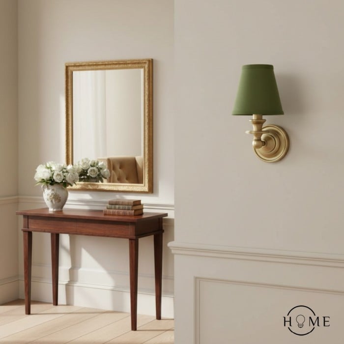 Kinkiet ścienny Kalvora z abażurem materiałowym – stylowe oświetlenie akcentujące do sypialni i przedpokoju HL1424