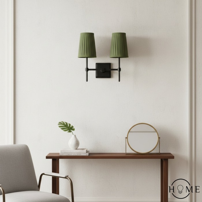 Lampada da parete Derlina con paralumi in lino bianco – Apparecchio di illuminazione multi-testa in metallo retrò HL1433