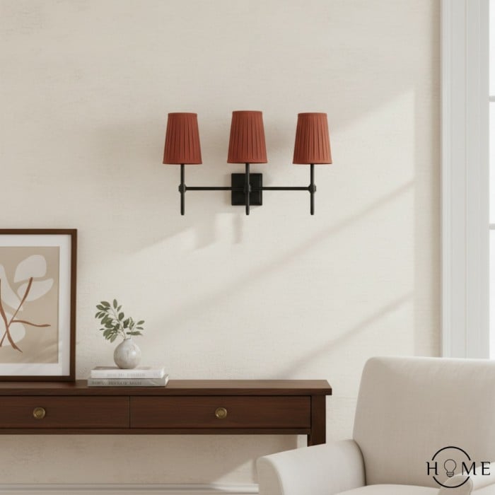 Lampada da parete Derlina con paralumi in lino bianco – Apparecchio di illuminazione multi-testa in metallo retrò HL1433