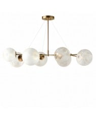 Lampadario tradizionale giapponese con struttura in ferro rotondo e paralume in tessuto a 3/5 luci per soggiorno HL1408