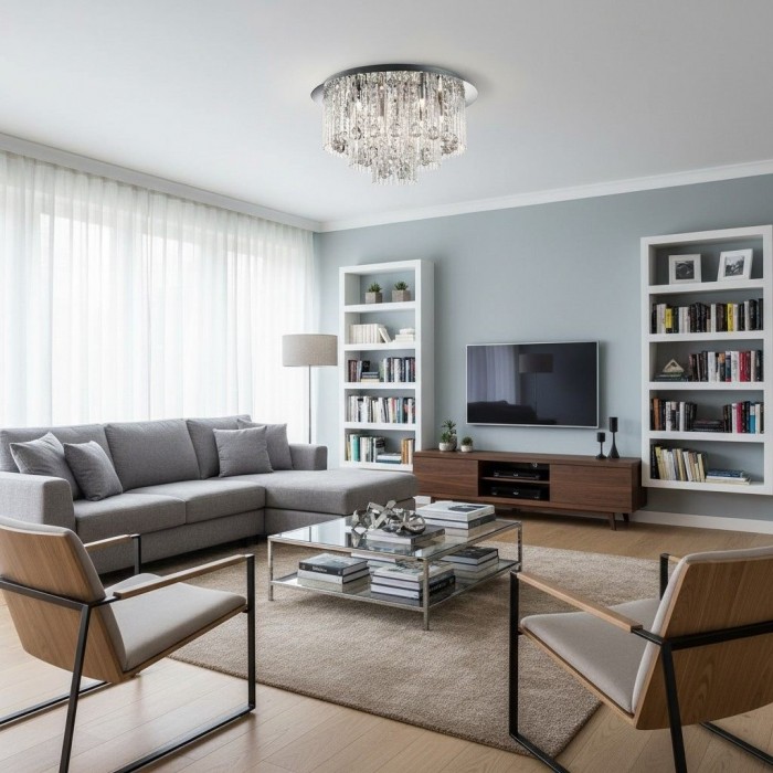 Virelis plafondlamp met 8 gedraaide buizen - Modern kristaldesign voor eetkamers of woonkamers HL2187