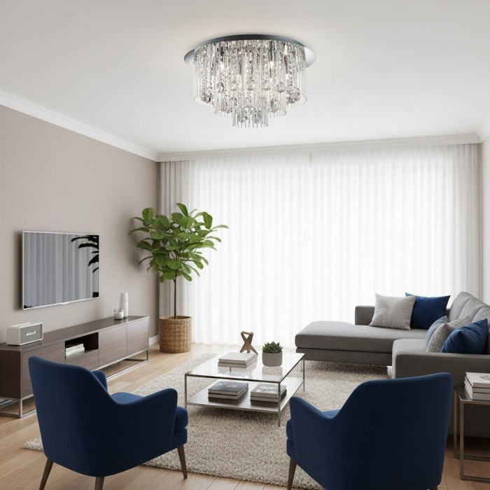 Virelis plafondlamp met 8 gedraaide buizen - Modern kristaldesign voor eetkamers of woonkamers HL2187