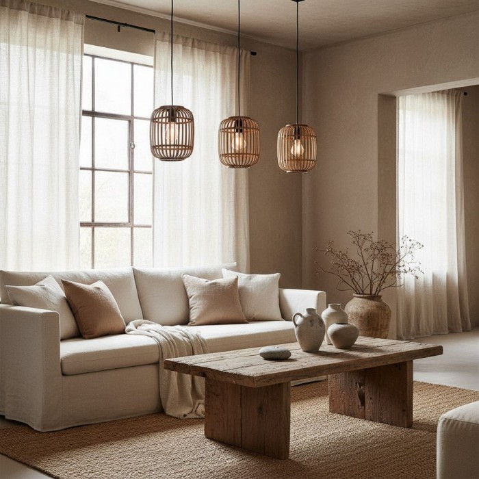 Yumeko Verstelbare Bamboe Hanglamp - Natuurlijke Kooi Plafondlamp Perfect voor Woon- en Eetkamer HL2197